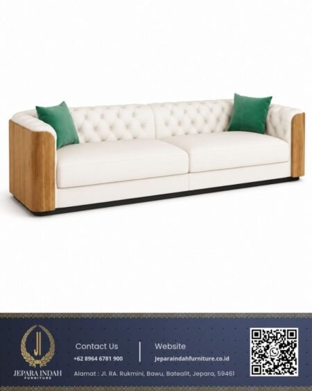 Sofa Chesterfield Minimalis Modern White Leather Executive