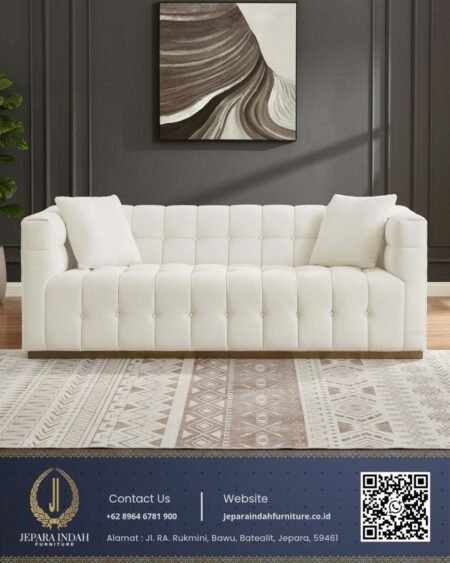 Sofa Minimalis Japandi Style Contemporary Cream White