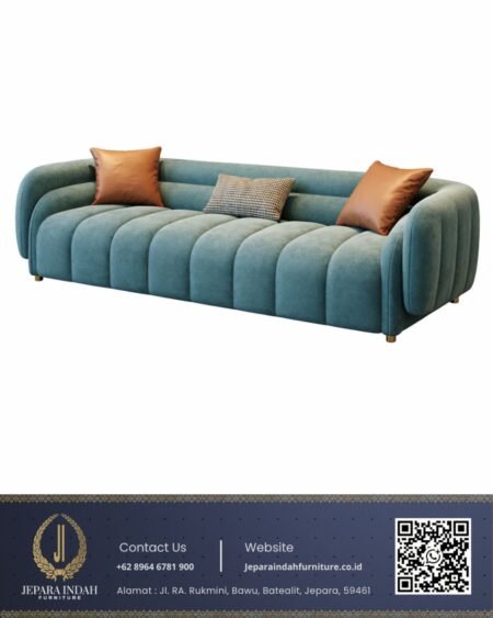 Sofa Ruang Tamu Minimalis Style Contemporary Luxury Teal Blue
